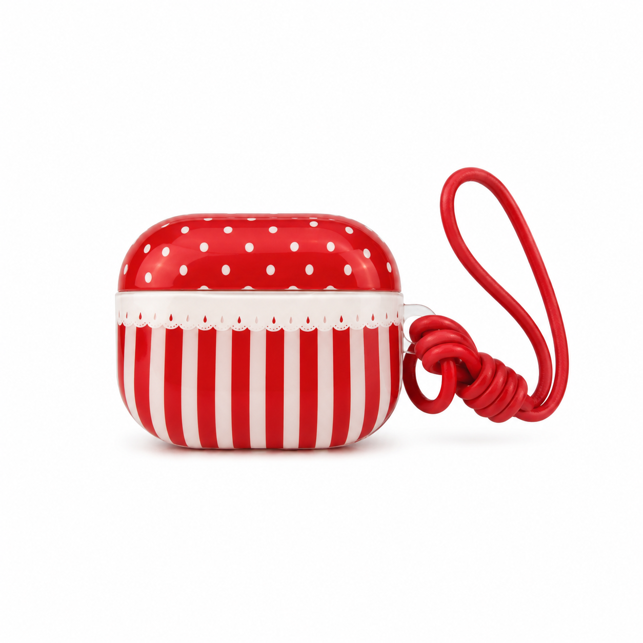 Funda AirPods 4 Lunares Rayas Retro Cupcake Correa Muñeca