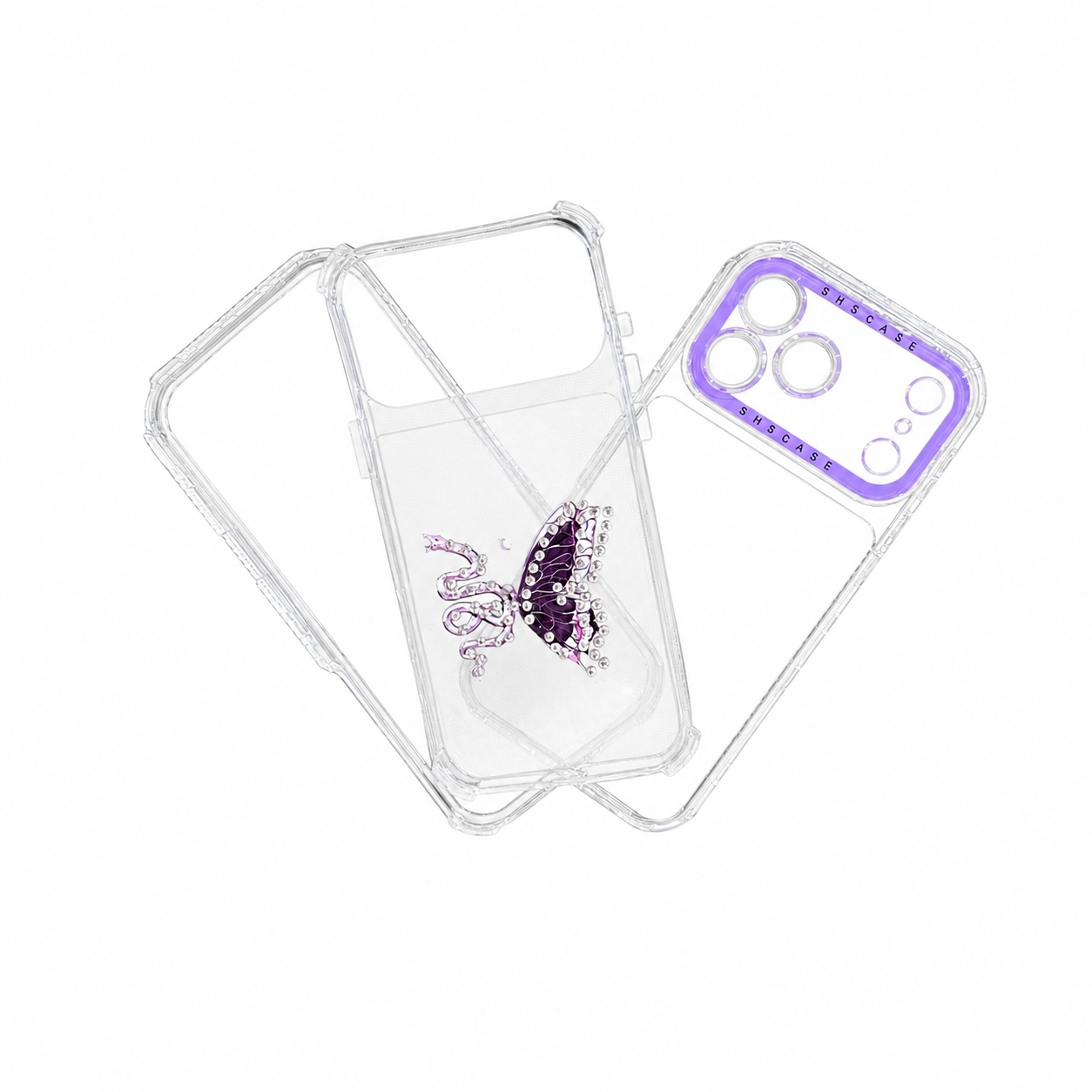 Funda Transparente Mariposa con Pedreria para iPhone 17 Pro Max