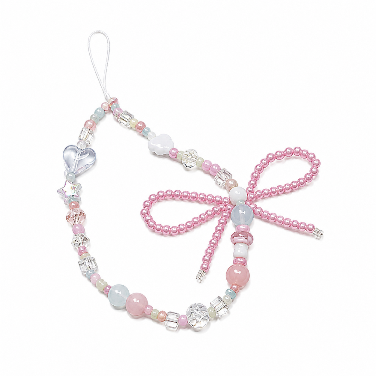Colgante para Celular Perlas Moño Coquette con Cristales