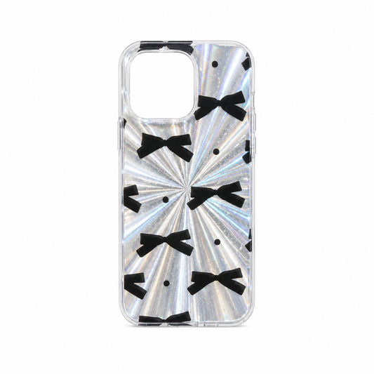 Funda Holografica Con Moños 3D Glitter para iPhone 15 Pro