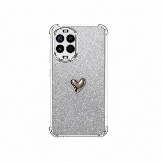 Funda Glitter con Relieve de Corazón para Huawei Nova 13 Pro