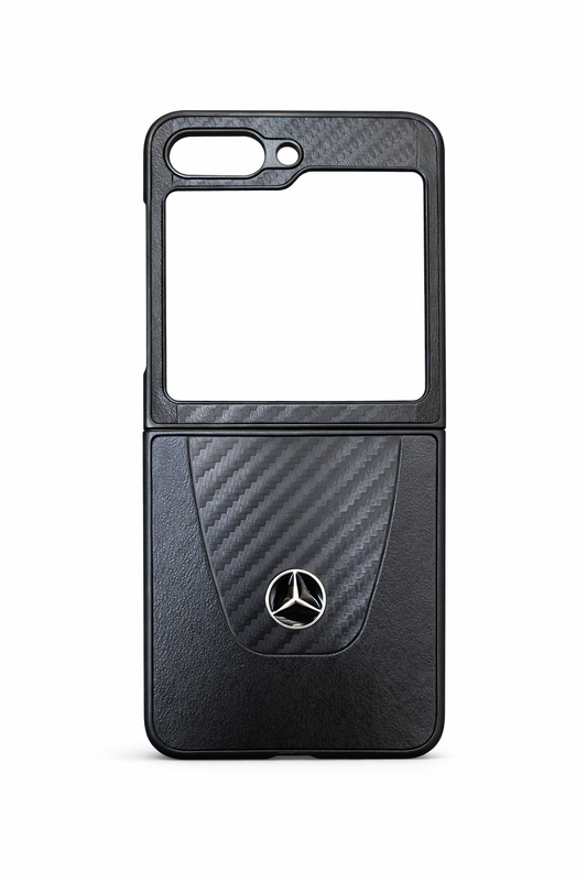 Funda Tipo Piel con Textura Carbono y Detalle Metálico para Samsung Galaxy Z Flip 5