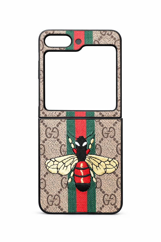 Funda Tipo Piel con Bordado Decorativo y Diseño para Samsung Galaxy Z Flip 5