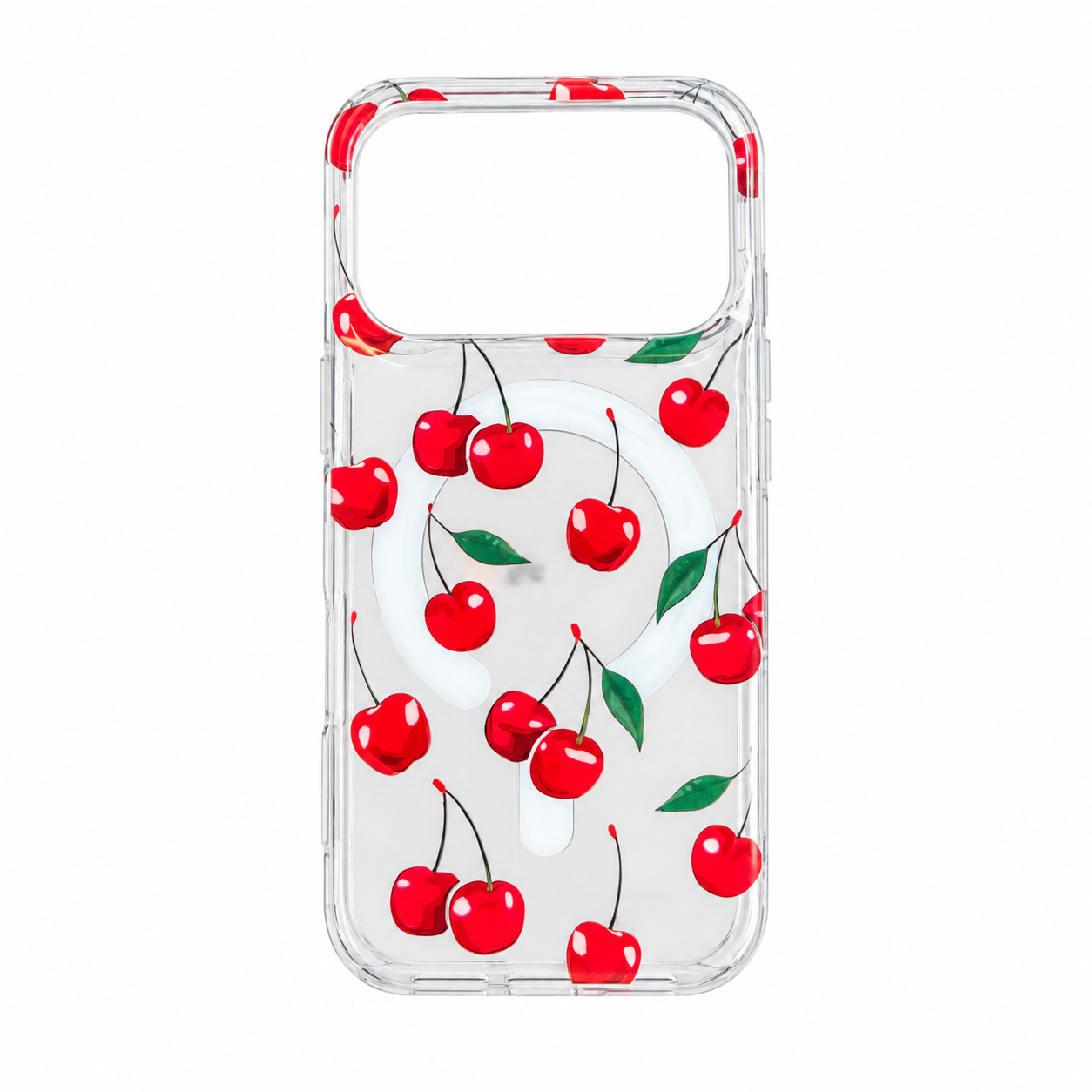 Funda Transparente Cerezas Rojas Magnética iPhone 17 Pro 18 Pro