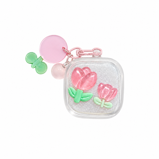 Funda Glitter Floral con Dijes para Galaxy Buds 4/4 Pro