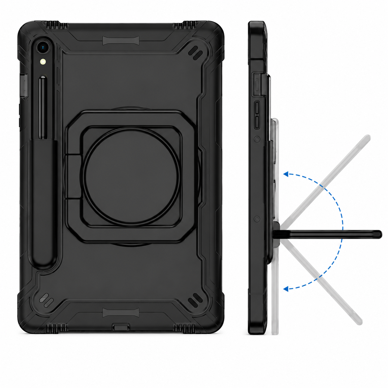 Funda Uso Rudo con Soporte 360 y Porta S-Pen para Samsung Tab S9 - S9 FE - S10 FE - S10 LITE