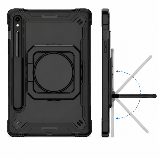 Funda Uso Rudo con Soporte 360 y Porta S-Pen para Samsung Tab S9 - S9 FE - S10 FE - S10 LITE