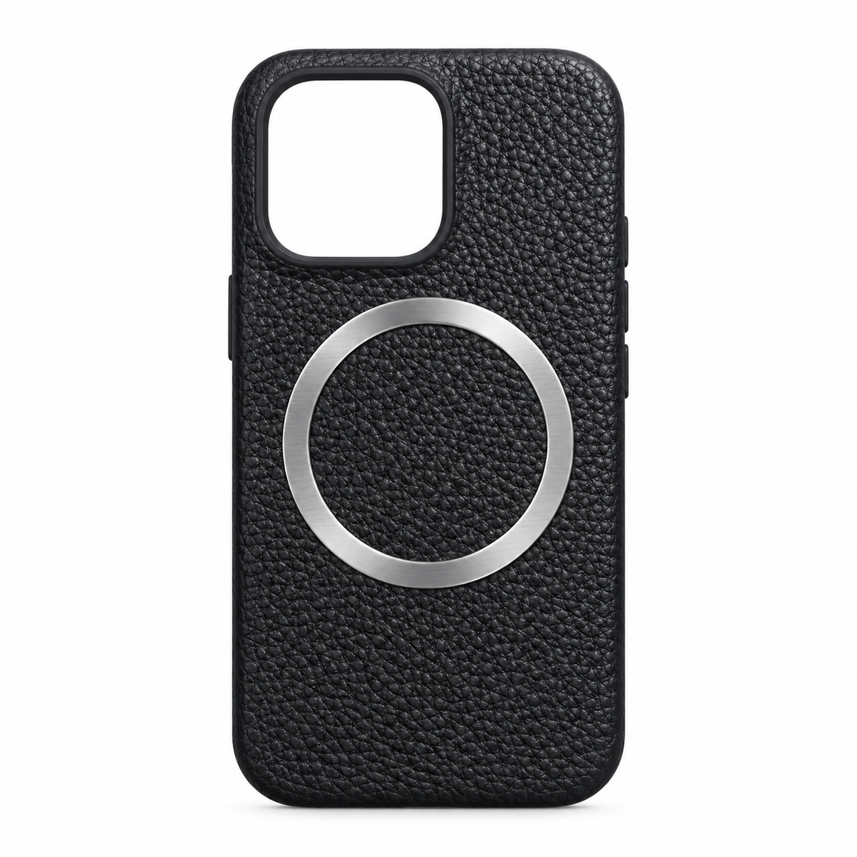 Funda Piel Texturizada Anillo Metálico Magnética iPhone 15 Pro