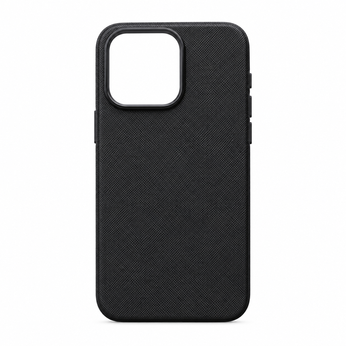 Funda Textura Saffiano Negra Marco Cámara iPhone 15 Pro