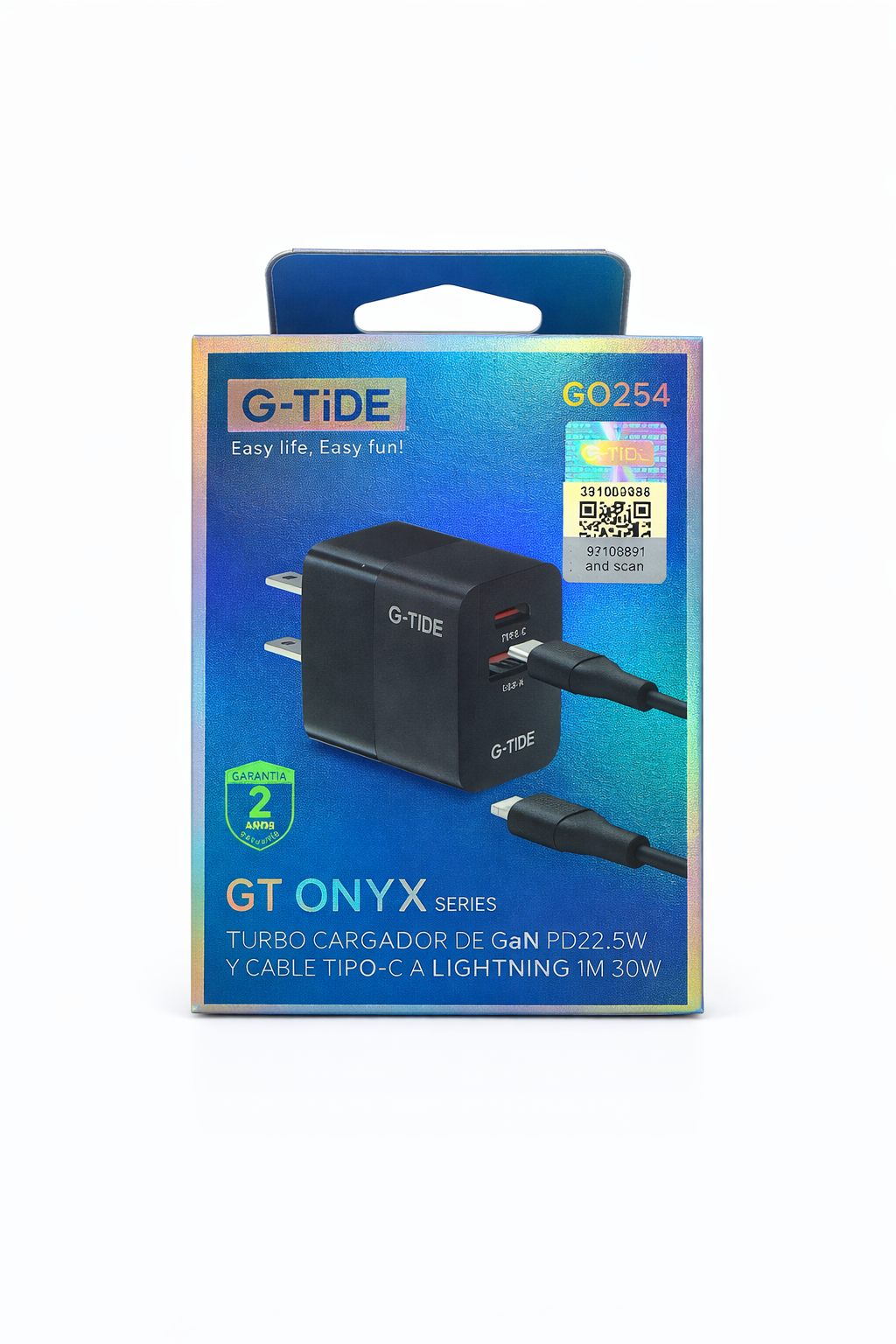 Cargador GaN Turbo PD 22.5W con Cable Tipo-C a Lightning