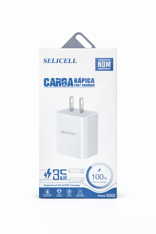 Combo Adaptador de Corriente 35W y Cable USB-C a USB-C
