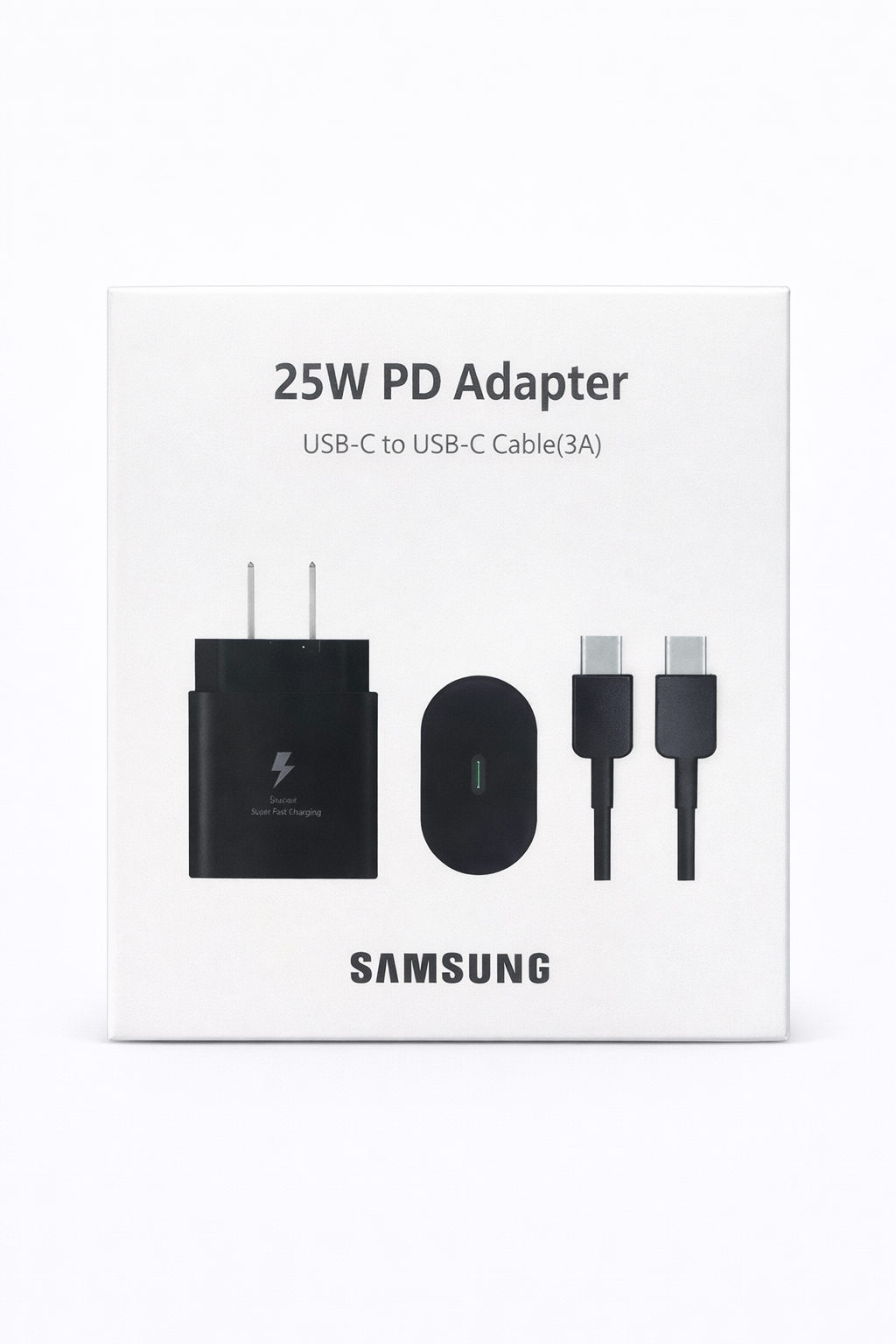 Combo Adaptador de Corriente 25W PD y Cable USB-C a USB-C (3A)