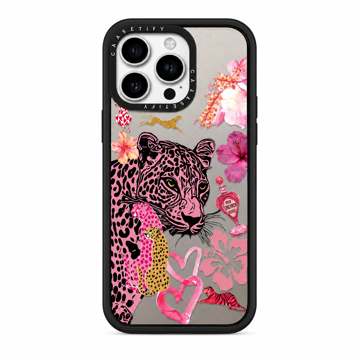 Funda Anti-Impacto Leopardo Rosa y Flores para iPhone 17 Pro Max