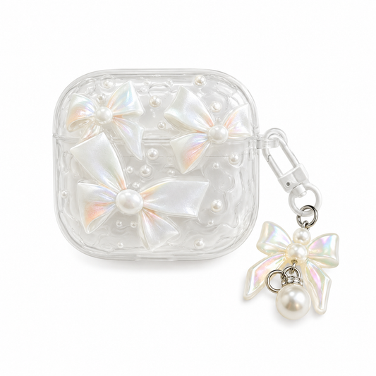 Funda Transparente con Moños y Llavero para Galaxy Buds 4 / 4 Pro