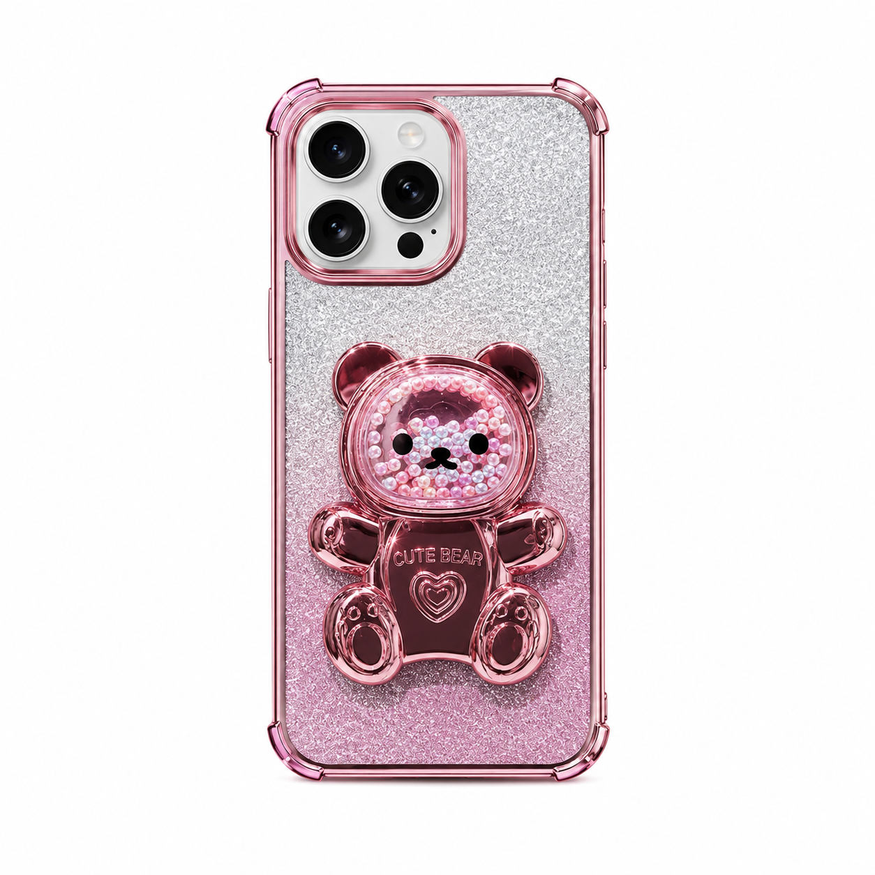 Funda Glitter con Oso 3D y Correa de Perlas para Honor X5c