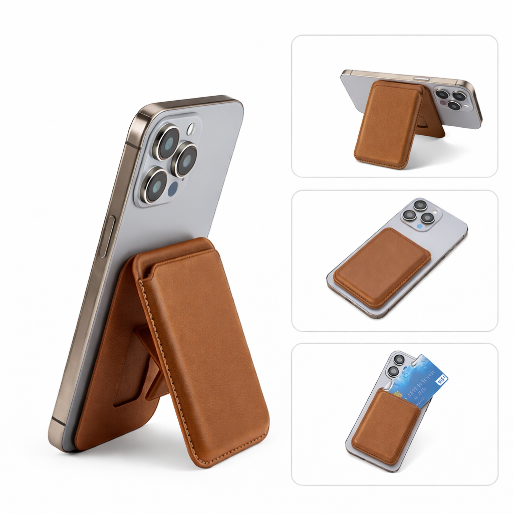Tarjetero Magnético de Piel con Soporte Multiposición para iPhone