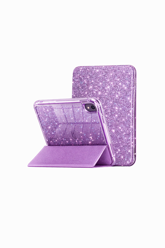 Funda Smart Case con Brillos y Soporte Plegable para iPad A16 - 10 - 11 Generación