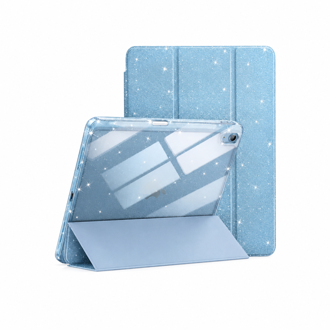Funda Smart Case con Brillos y Soporte Plegable para iPad A16 - 10 - 11 Generación
