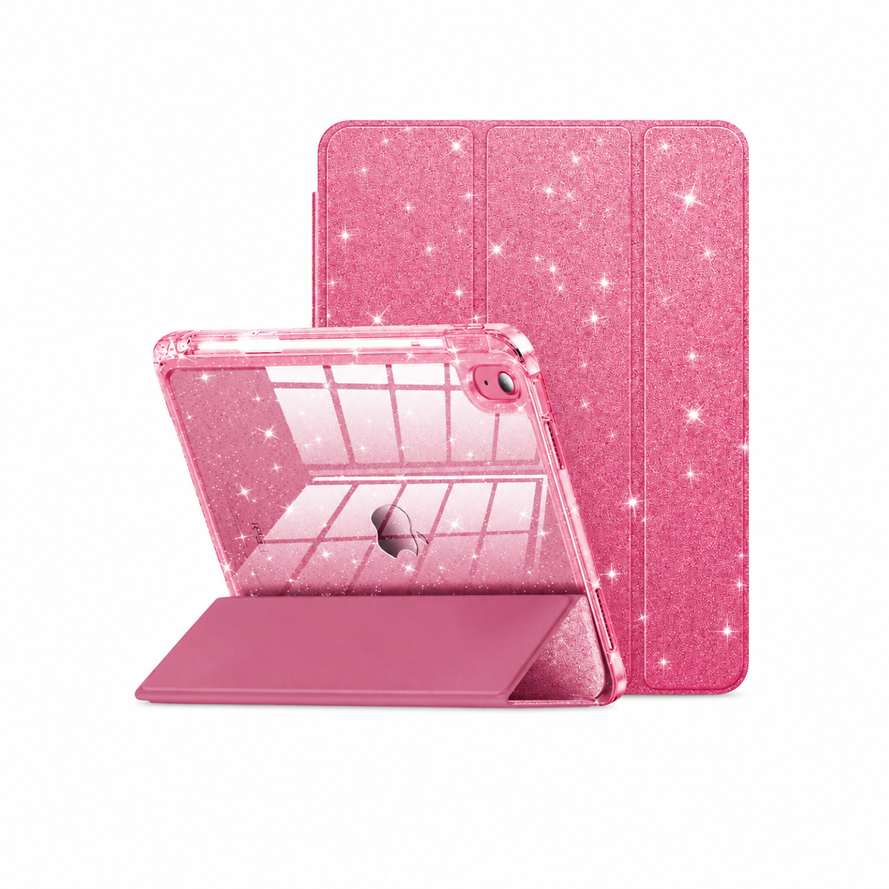 Funda Smart Case con Brillos y Soporte Plegable para iPad A16 - 10 - 11 Generación