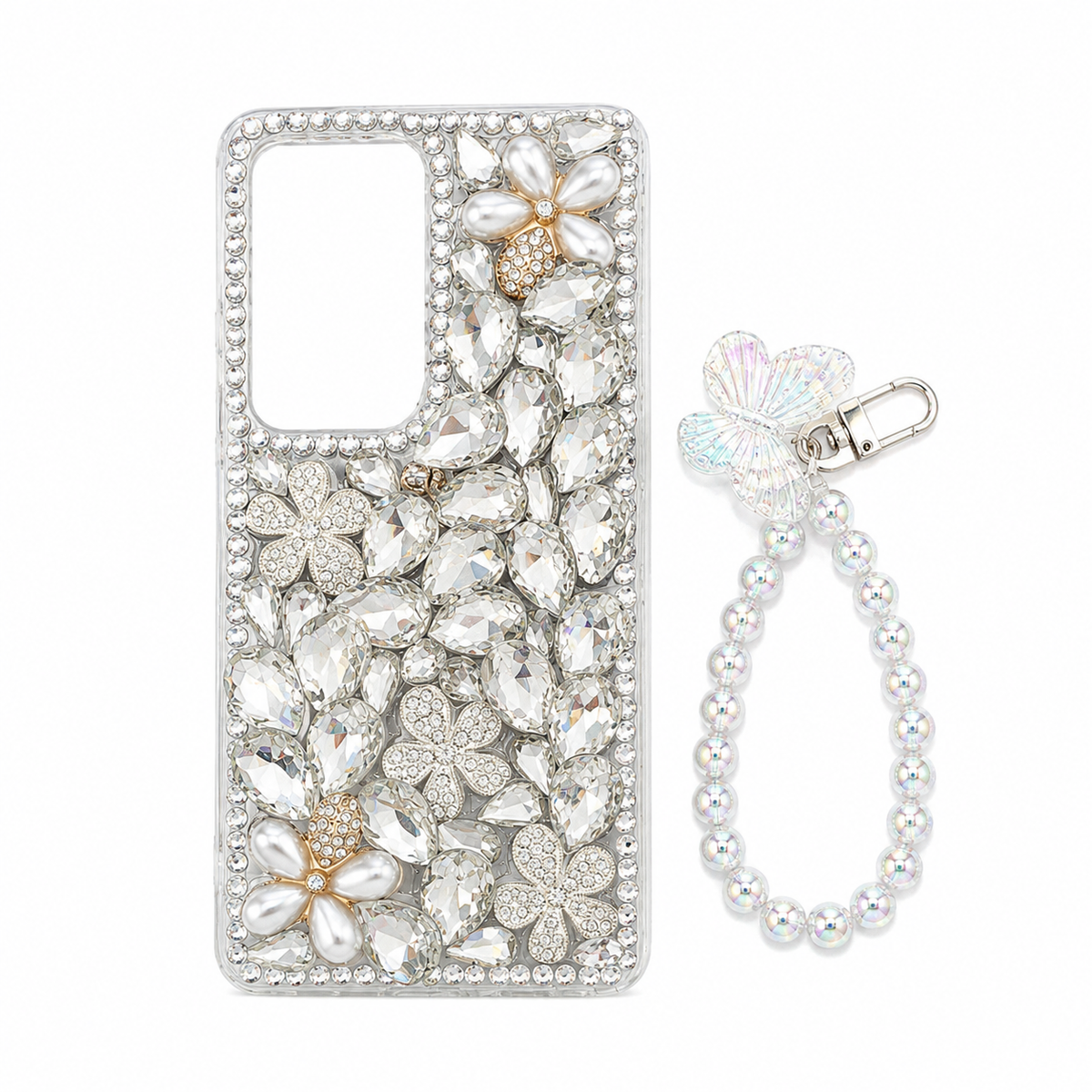 Funda Joya Cristales Flores Perlas Pulsera Samsung S26 Ultra