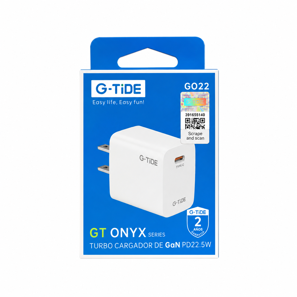 Cargador G-TiDE GaN 22.5W PD USB-C Puerto Único GO22