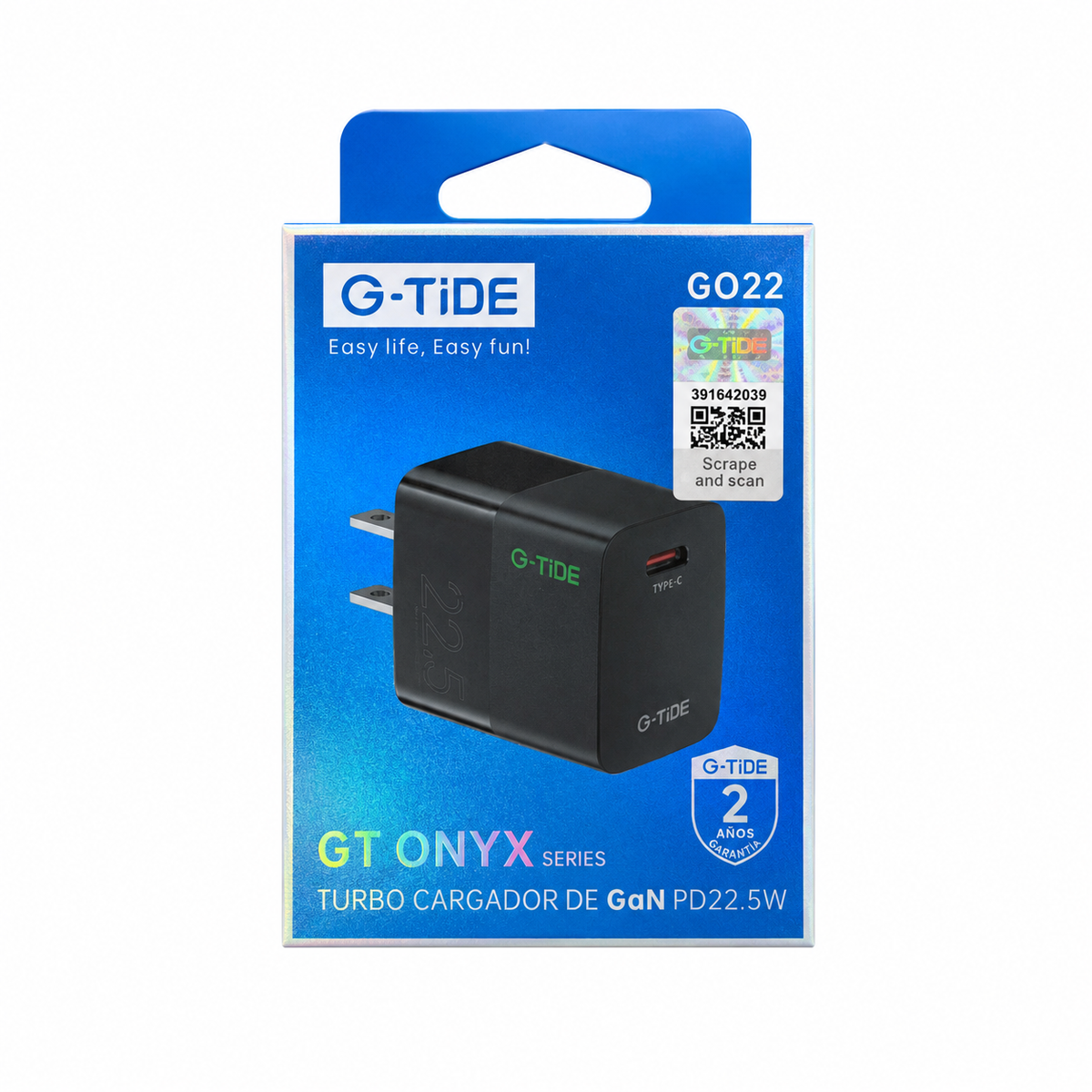 Cargador G-TiDE GaN 22.5W PD USB-C Puerto Único GO22