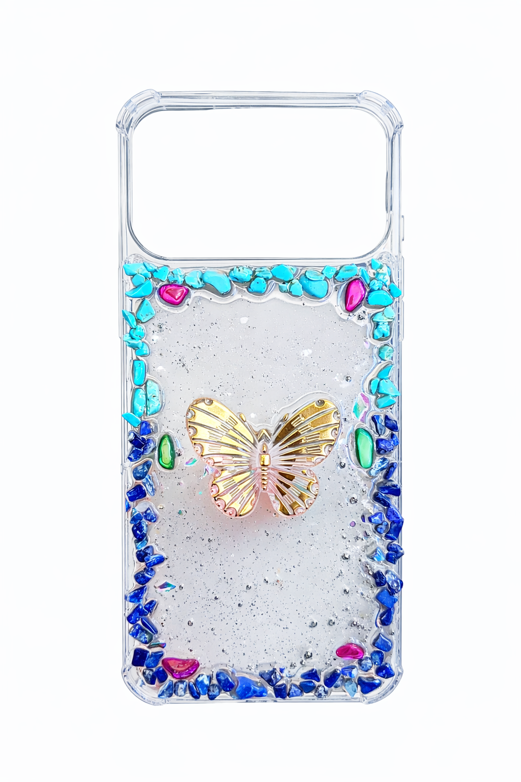 Funda Transparente Premium con Piedras Naturales para iPhone 17 Pro Max