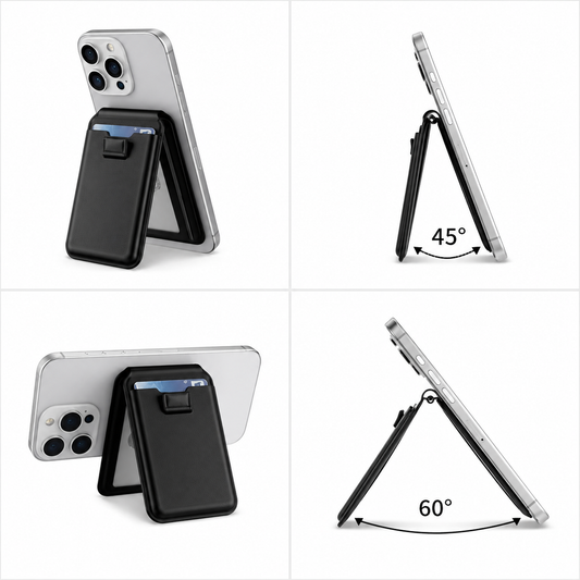 Tarjetero Magnético de Piel con Soporte Multiposición para iPhone