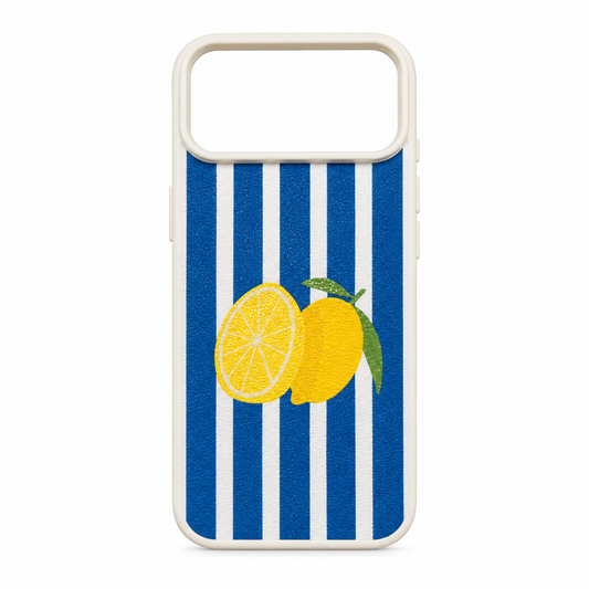 Funda Náutica Limones Rayas Azul iPhone 17 Pro Max 18 Pro Max