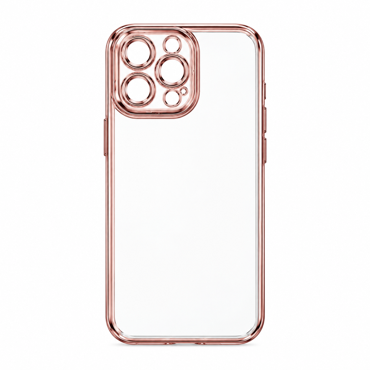 Funda Transparente Bordes Oro Rosa Cromados iPhone 13 Pro