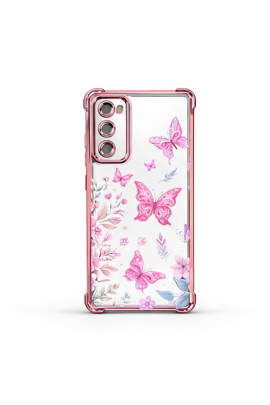 Funda Transparente Mariposas con Bordes para Samsung S20 FE