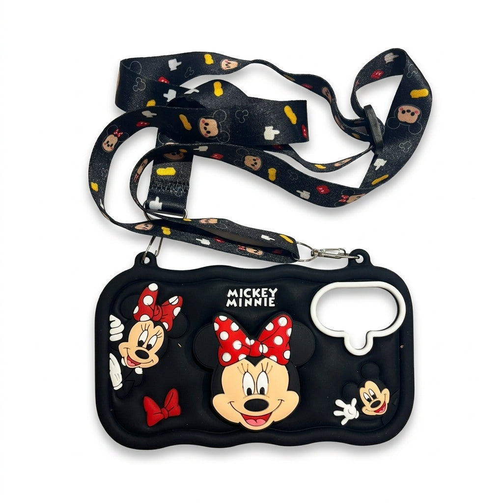 Funda con Correa y Personajes de Caricatura iPhone 16 Plus