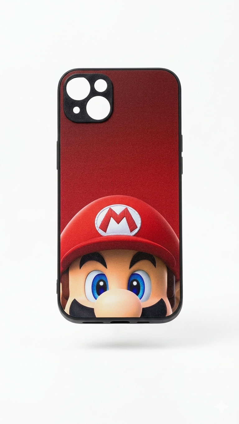 Funda Mario Bros Edición Red Matte para iPhone 14 Plus y 15 Plus