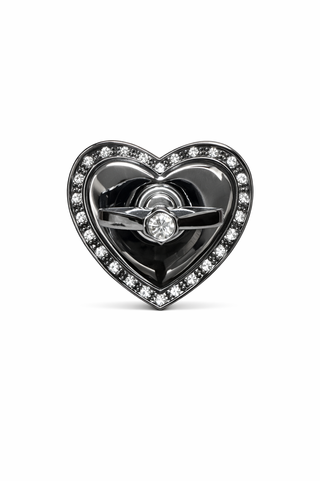 Anillo Soporte de Corazón con Cristales y Relieve