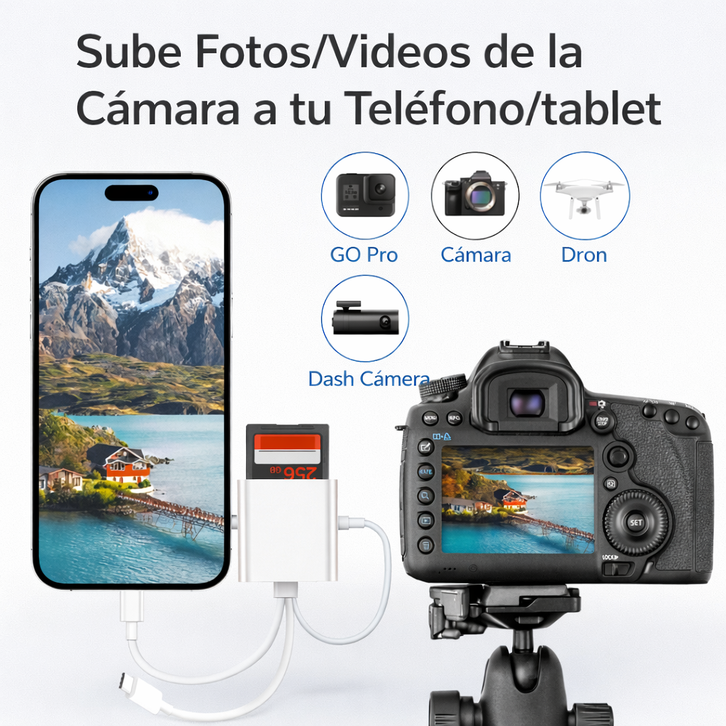 Lector SD y Micro SD para iPhone (Lightning y USB-C)