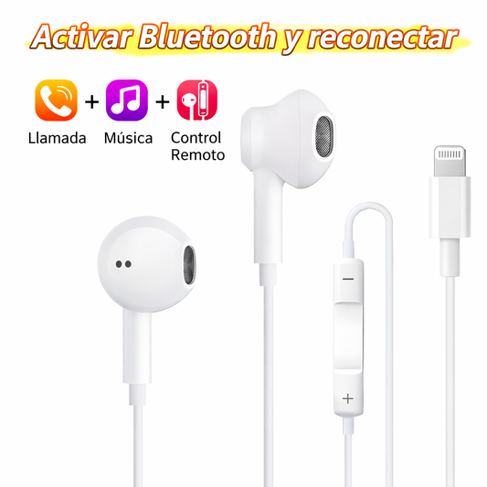 Audífonos con Cable Lightning para iPhone | Sonido Claro + Micrófono Integrado