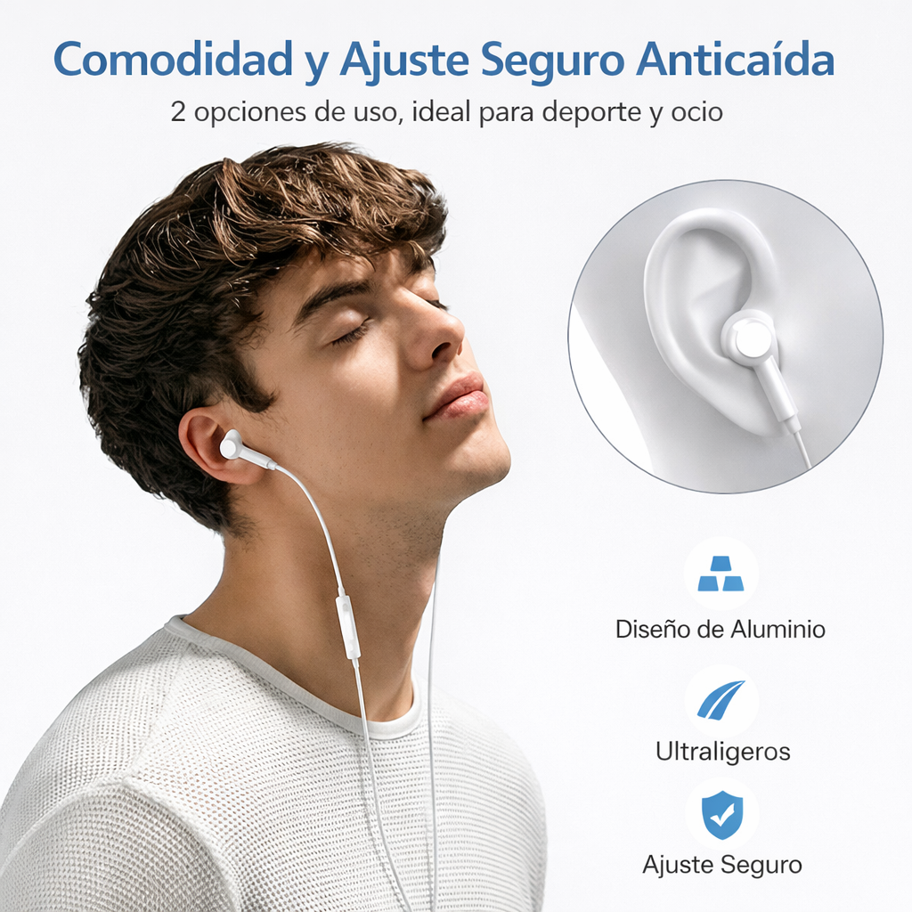 Audífonos con Cable Lightning para iPhone | Sonido Claro + Micrófono Integrado