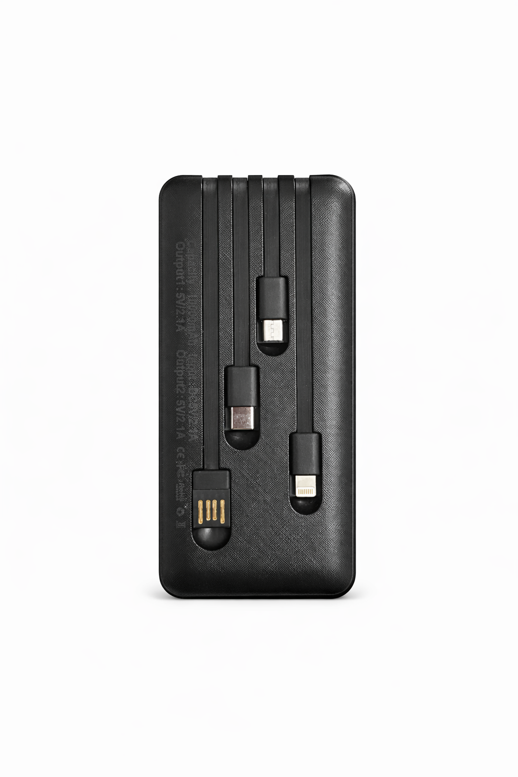 Power Bank 10000 mAh Portátil con Cables Integrados – Carga Rápida Multidispositivo