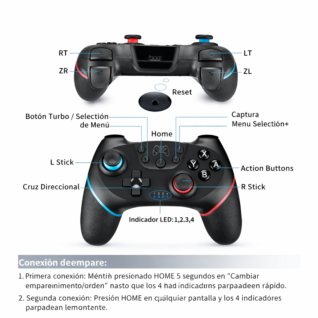 Control Inalámbrico Bluetooth Para Consola Y PC