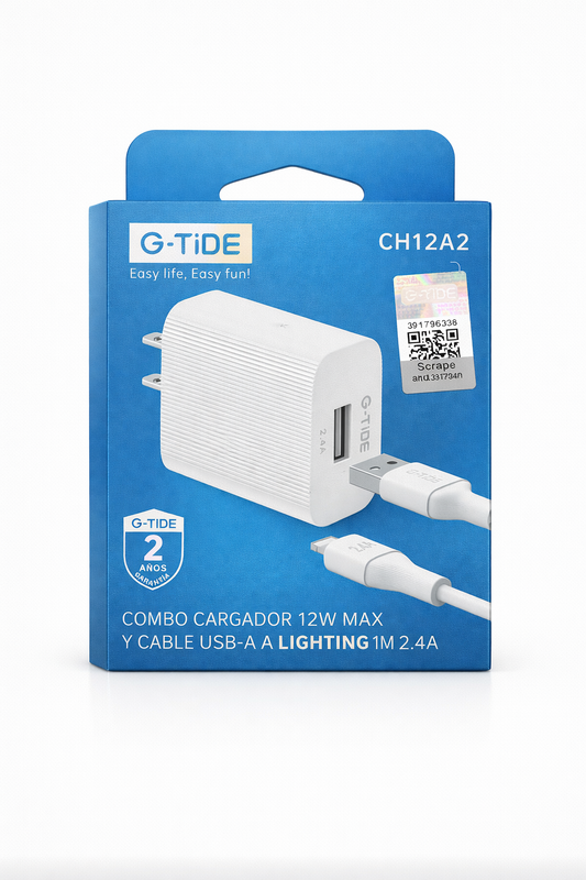 Combo Cargador G-TiDE 12W + Cable Lightning 1 m