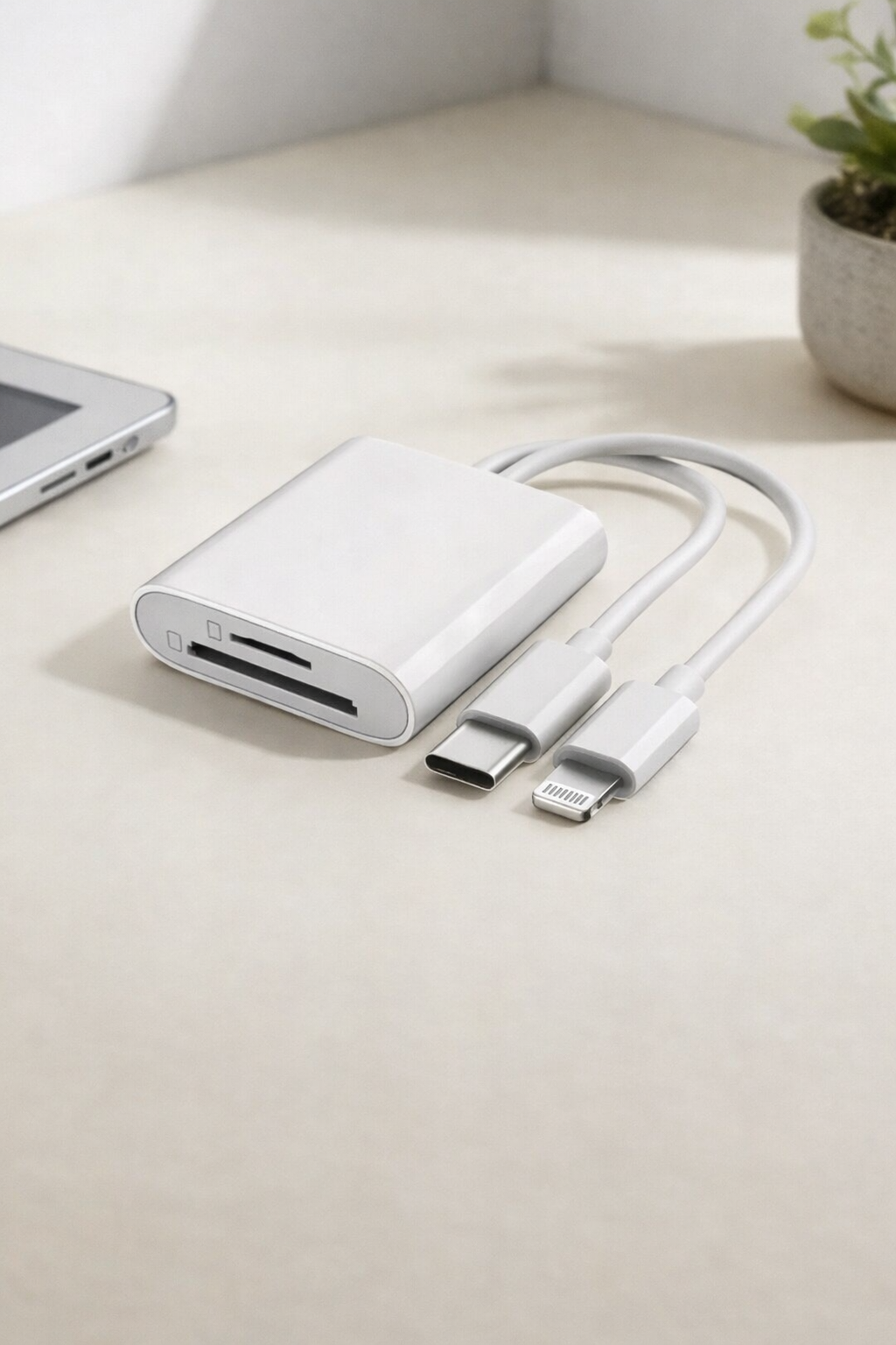 Lector de Tarjetas SD/TF con USB-C y Lightning para iphone, iPad y Computadora