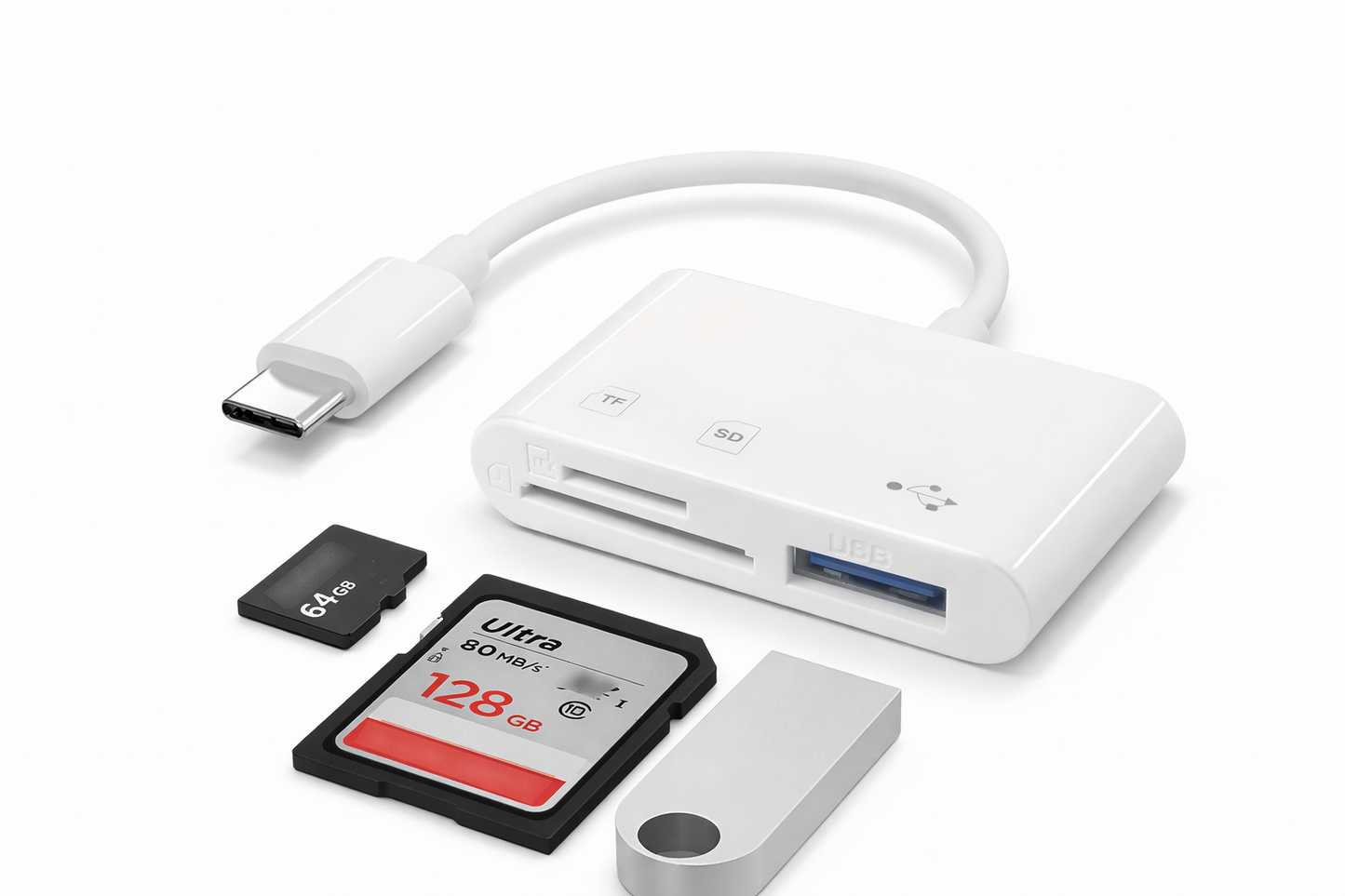 Adaptador Multi-Puerto 3 en 1 USB-C – Lector de Tarjetas SD/TF y Puerto USB OTG de Alta Velocidad