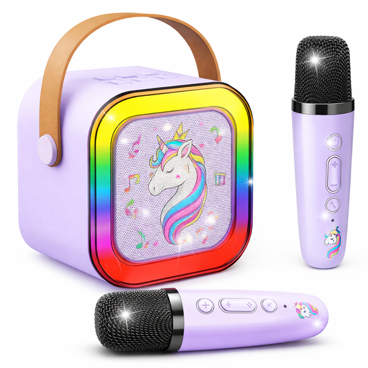 Mini Karaoke Portátil Mermaid Edition – Altavoz Bluetooth con 2 Micrófonos Inalámbricos