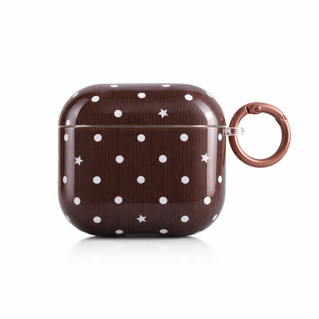Funda Vintage Brown Polka Dots para AirPods 4 con Gancho