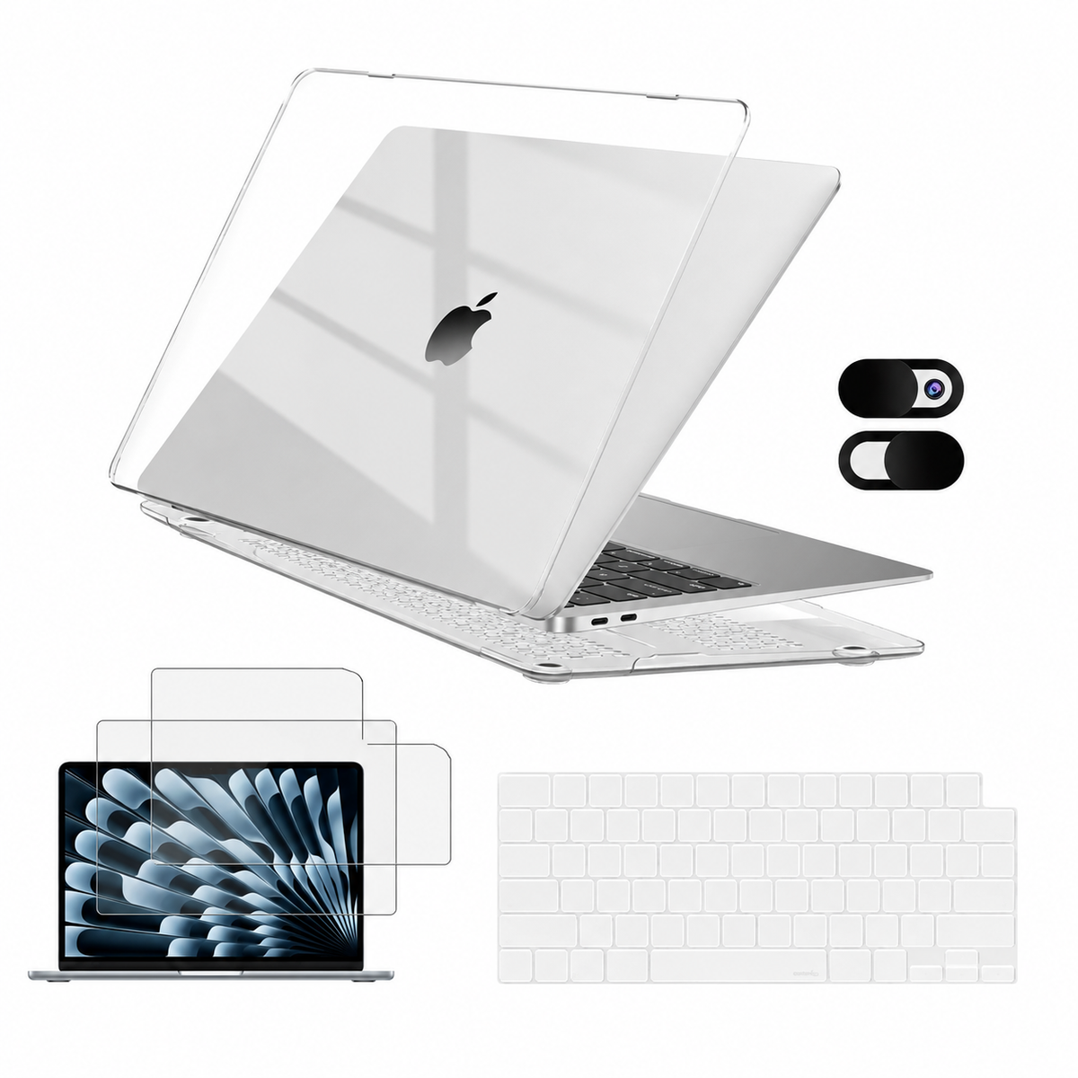 Kit Funda Crystal MacBook Air 13.6 M2 M3 + Skin + Protector