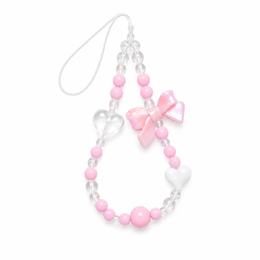 Charm Correa Pulsera con Moño y Corazones para Celular
