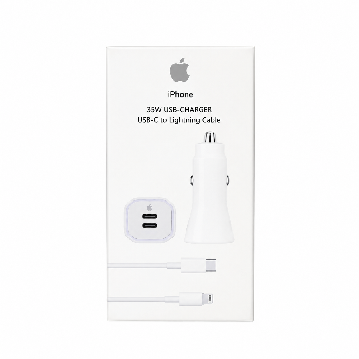 Kit Cargador Auto Pared 35W USB-C Cable Lightning iPhone